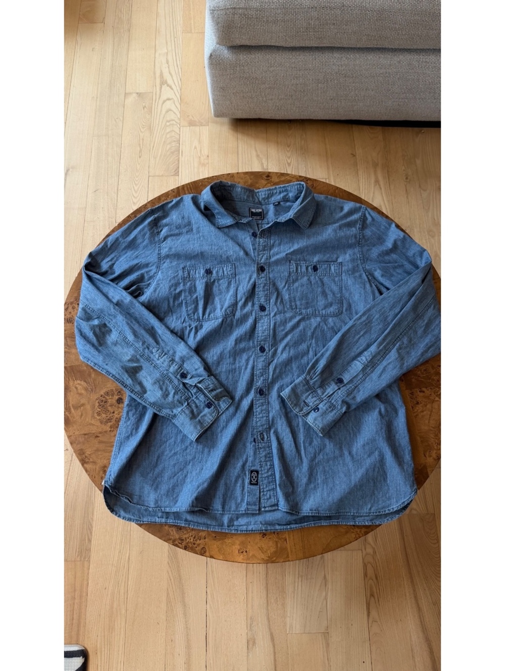 Men's Blue Chambray Button-Up Shirt
